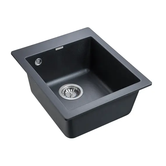Мойка из камня Paulmark Kante 40 PM104249-BLM черный металлик кварц 41.5 х 49 см, изображение 2