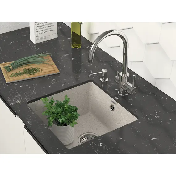 Мойка из камня Paulmark Gera 50 PM104546-BE бежевый кварц 44.5 х 46 см, изображение 3