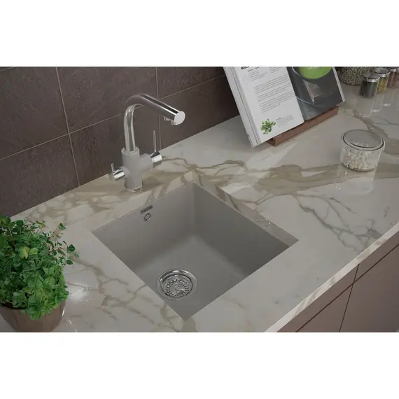 Мойка из камня Paulmark Gera 50 PM104546-DG графит кварц 44.5 х 46 см, изображение 3