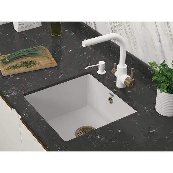 Мойка из камня Paulmark Gera 50 PM104546-WH белый кварц 44.5 х 46 см, изображение 3