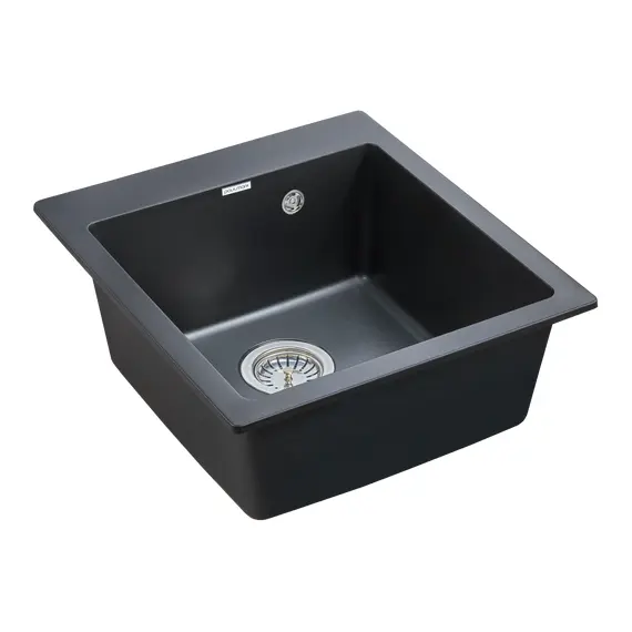 Мойка из камня Paulmark Kante 45 PM104651-BLM черный металлик кварц 46 х 51 см, изображение 2