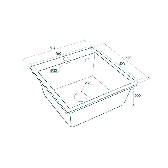 Мойка из камня Paulmark Kante 50 PM105152-DG графит кварц 51 х 52 см, изображение 3