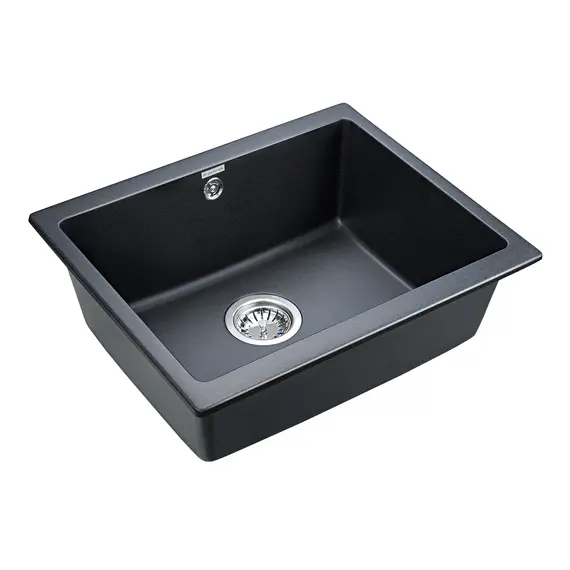 Мойка из камня Paulmark Gera 60 PM205546-BLM черный металлик кварц 55.5 х 46 см, изображение 2