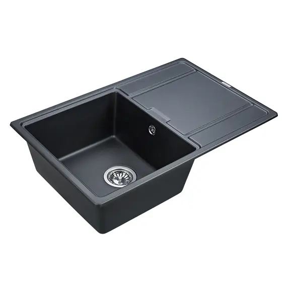 Мойка из камня Paulmark Flugen 50-780 PM217850-BLM черный металлик кварц 78 х 50 см, изображение 2
