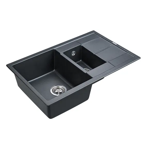 Мойка из камня Paulmark Flugen 60 PM237850-BLM черный металлик кварц 77.5 х 49.5 см, изображение 2