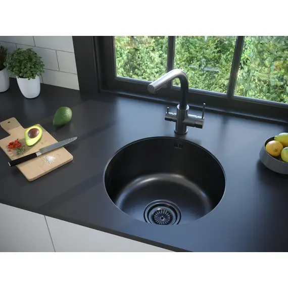 Мойка из нержавейки Paulmark Werra PM404646-GM вороненая сталь 46 см круглая, изображение 3