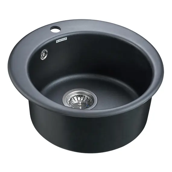 Мойка из камня Paulmark Gelegen 50 PM404800-BLM черный металлик кварц 47.5 см круглая, изображение 2