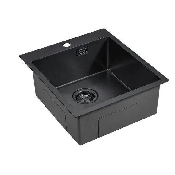 Мойка из нержавейки Paulmark Velten 45 PM804551-GM вороненая сталь 45 х 51 см, изображение 2