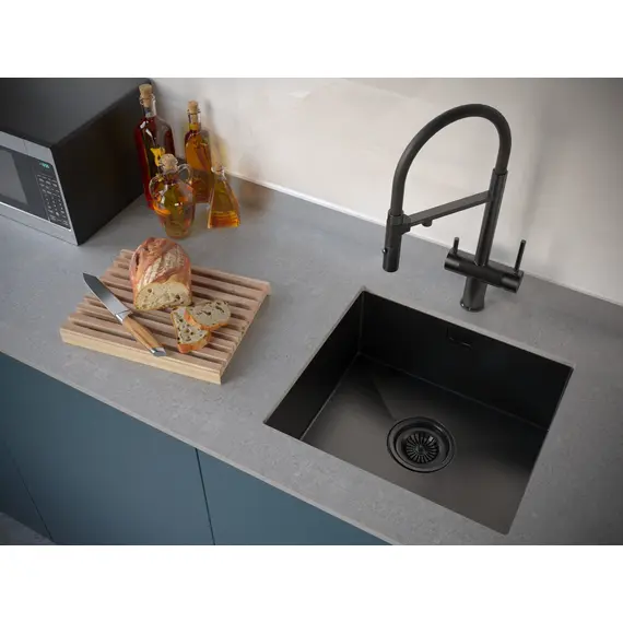 Мойка из нержавейки Paulmark Aller 48 Uni PM804844-GM вороненая сталь PVD 48 х 44 см, изображение 3