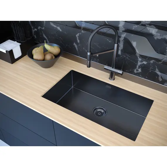 Мойка из нержавейки Paulmark Aller 74 Uni PM807444-GM вороненая сталь 74 х 44 см, изображение 3