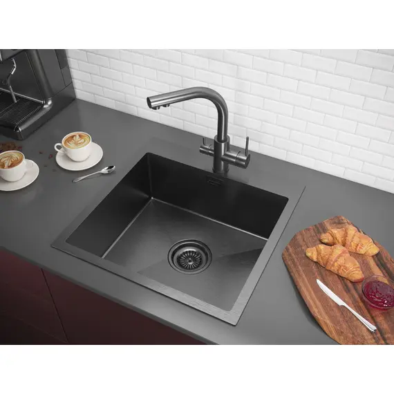 Мойка из нержавейки Paulmark Velten 51 PM905151-GM вороненая сталь PVD 51 х 51 см, изображение 3