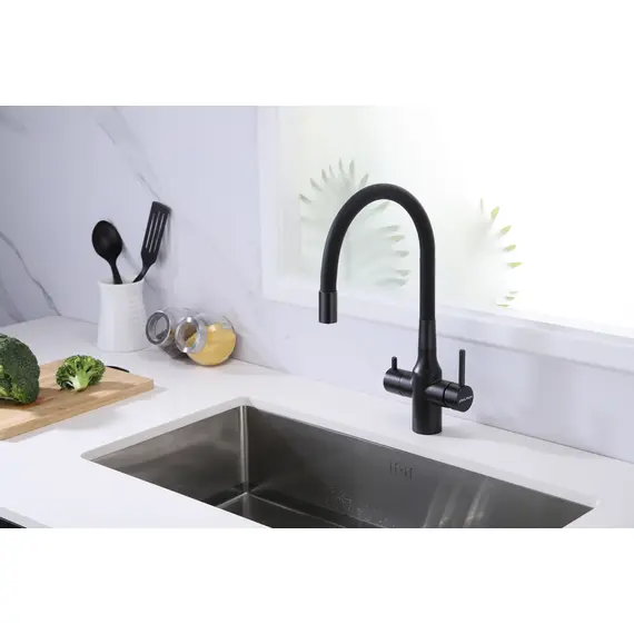 Смеситель для кухни Paulmark Salix Sa213419-418 под фильтр с гибким изливом черный металлик, изображение 10