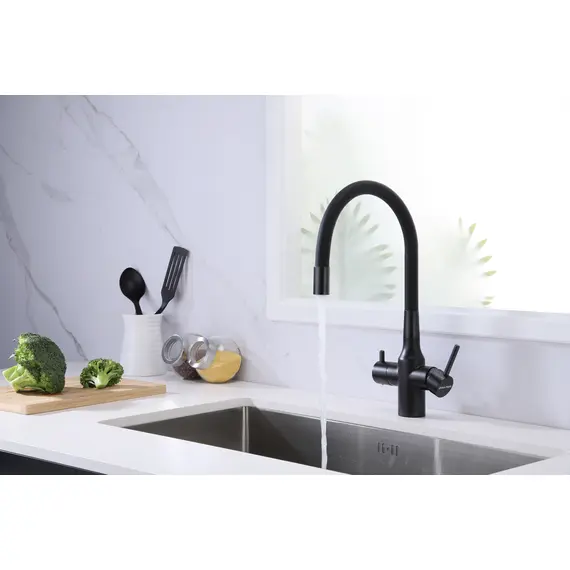 Смеситель для кухни Paulmark Salix Sa213419-418 под фильтр с гибким изливом черный металлик, изображение 11