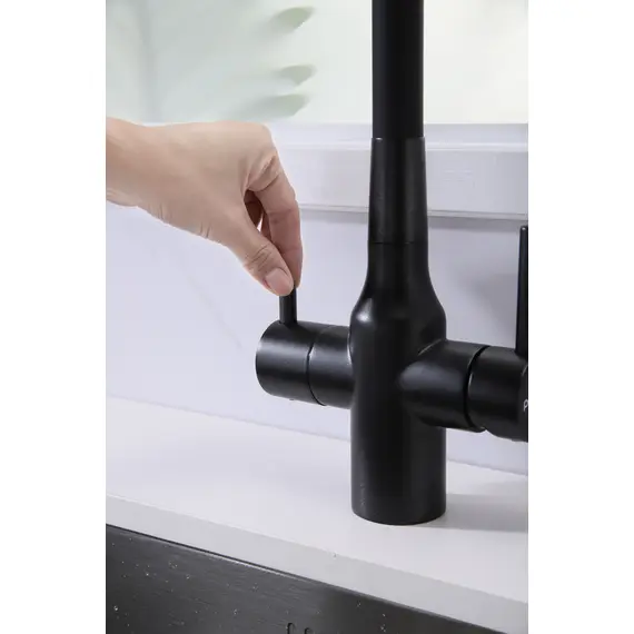 Смеситель для кухни Paulmark Salix Sa213419-418 под фильтр с гибким изливом черный металлик, изображение 12