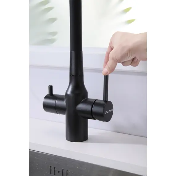 Смеситель для кухни Paulmark Salix Sa213419-418 под фильтр с гибким изливом черный металлик, изображение 13