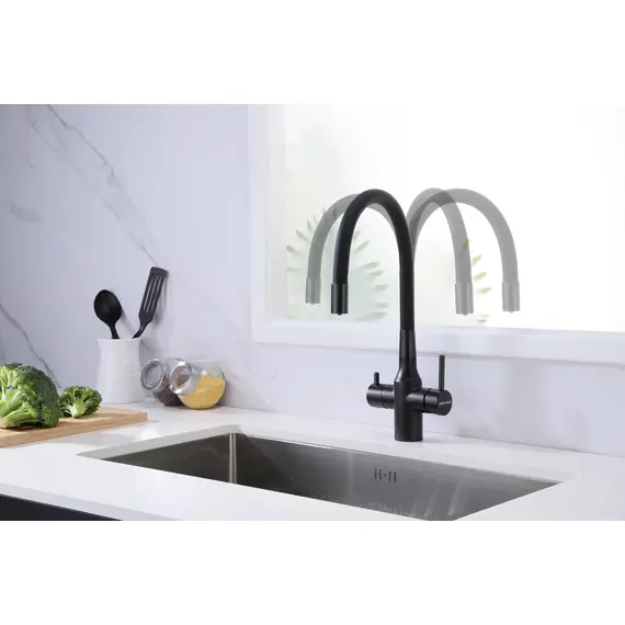 Смеситель для кухни Paulmark Salix Sa213419-418 под фильтр с гибким изливом черный металлик, изображение 3
