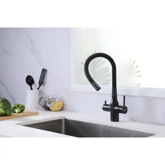 Смеситель для кухни Paulmark Salix Sa213419-418 под фильтр с гибким изливом черный металлик, изображение 4