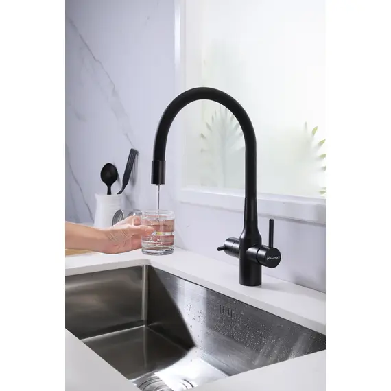 Смеситель для кухни Paulmark Salix Sa213419-418 под фильтр с гибким изливом черный металлик, изображение 7