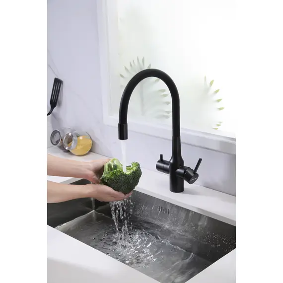 Смеситель для кухни Paulmark Salix Sa213419-418 под фильтр с гибким изливом черный металлик, изображение 8