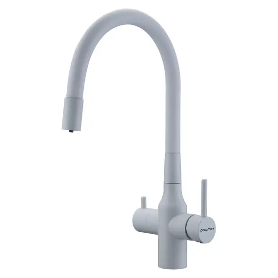 Смеситель для кухни Paulmark Salix Sa213419-431 под фильтр с гибким изливом белый матовый