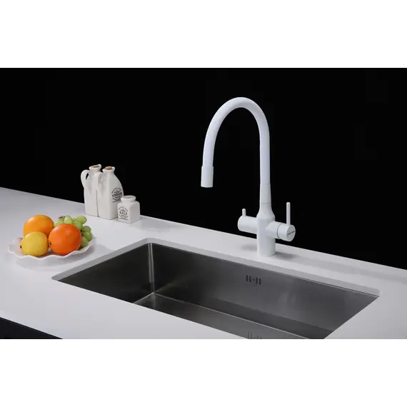 Смеситель для кухни Paulmark Salix Sa213419-431 под фильтр с гибким изливом белый матовый, изображение 11