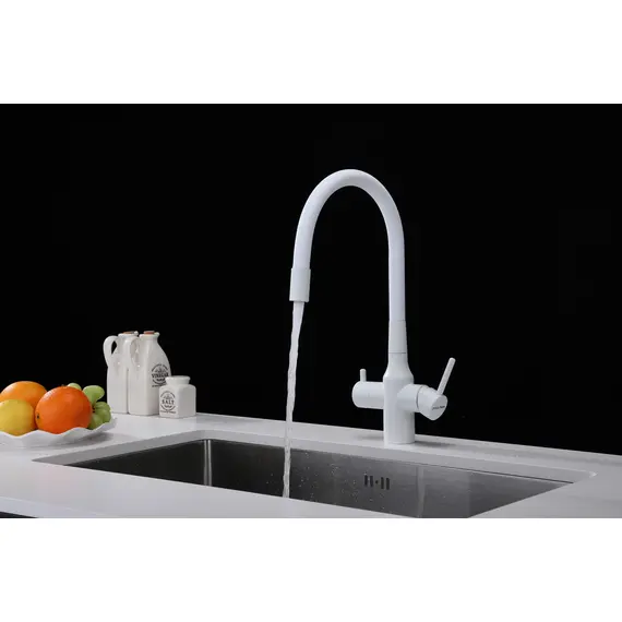 Смеситель для кухни Paulmark Salix Sa213419-431 под фильтр с гибким изливом белый матовый, изображение 13