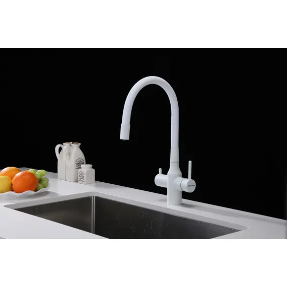 Смеситель для кухни Paulmark Salix Sa213419-431 под фильтр с гибким изливом белый матовый, изображение 15