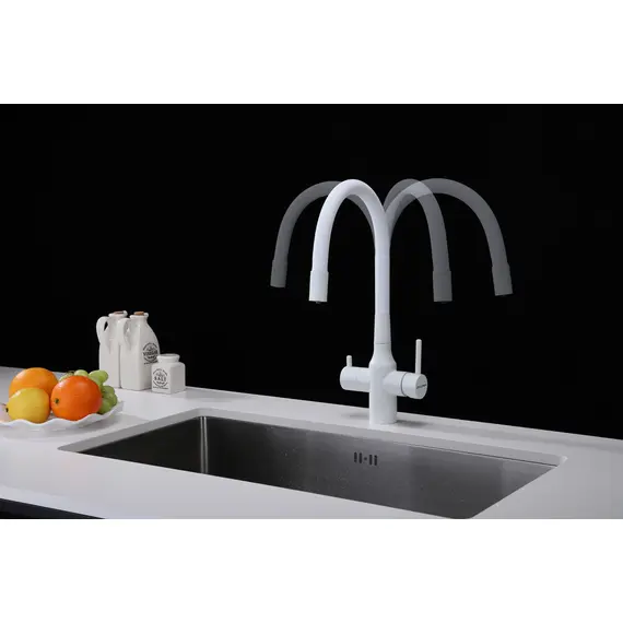 Смеситель для кухни Paulmark Salix Sa213419-431 под фильтр с гибким изливом белый матовый, изображение 4
