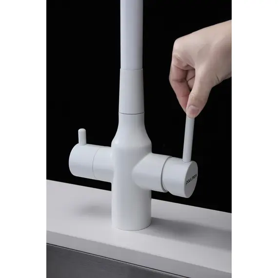 Смеситель для кухни Paulmark Salix Sa213419-431 под фильтр с гибким изливом белый матовый, изображение 8