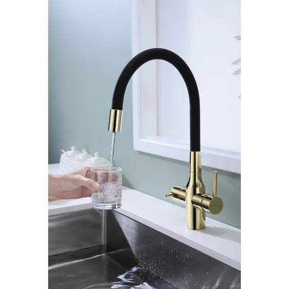 Смеситель для кухни Paulmark Salix Sa213419-G под фильтр с гибким изливом золото, изображение 10