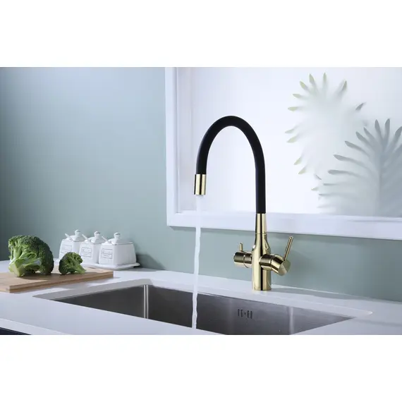 Смеситель для кухни Paulmark Salix Sa213419-G под фильтр с гибким изливом золото, изображение 13