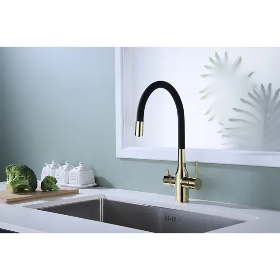 Смеситель для кухни Paulmark Salix Sa213419-G под фильтр с гибким изливом золото, изображение 14