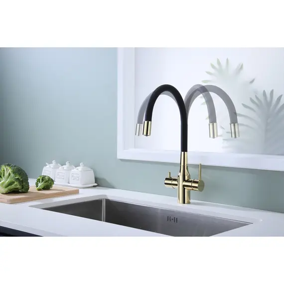 Смеситель для кухни Paulmark Salix Sa213419-G под фильтр с гибким изливом золото, изображение 6