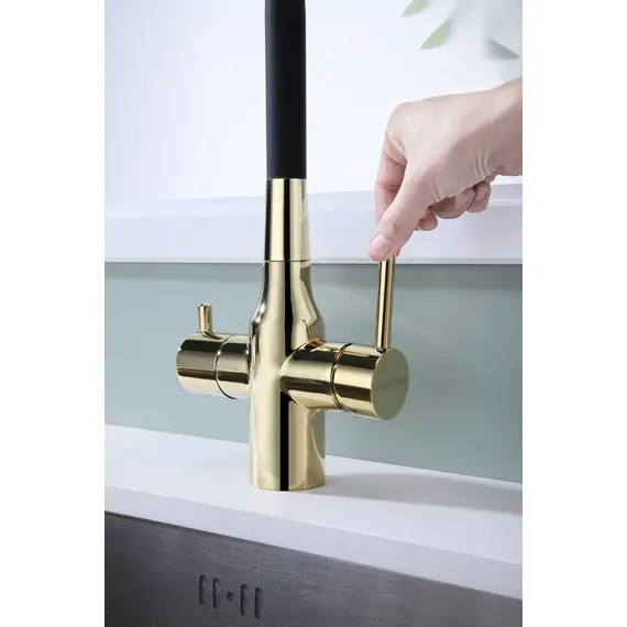 Смеситель для кухни Paulmark Salix Sa213419-G под фильтр с гибким изливом золото, изображение 7