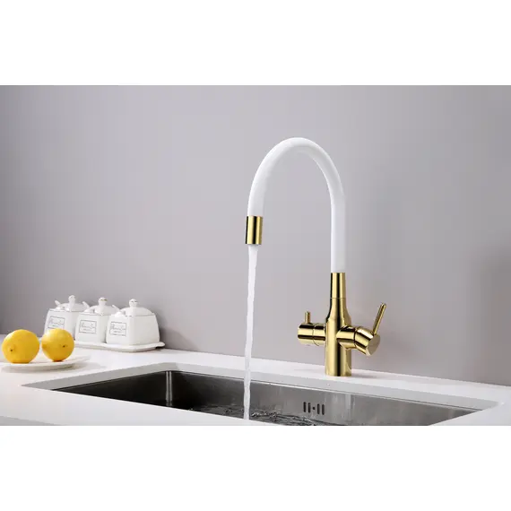 Смеситель для кухни Paulmark Salix Sa213419-Gw под фильтр с гибким изливом золото, изображение 10