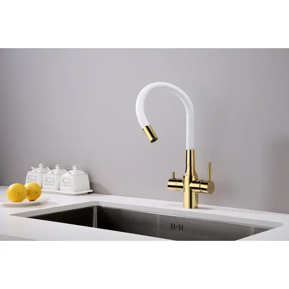 Смеситель для кухни Paulmark Salix Sa213419-Gw под фильтр с гибким изливом золото, изображение 3