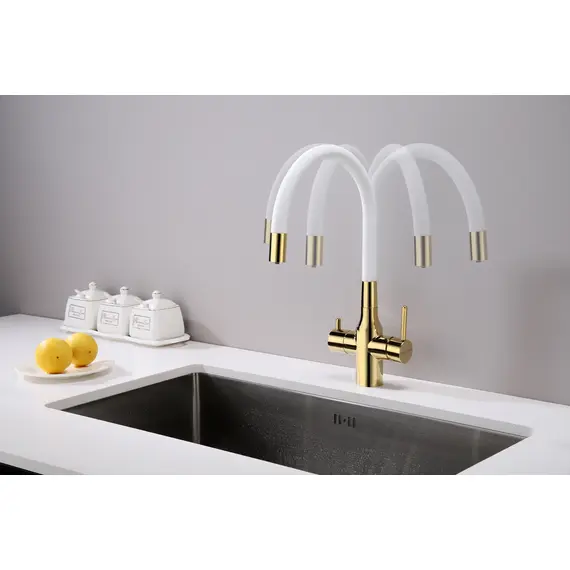 Смеситель для кухни Paulmark Salix Sa213419-Gw под фильтр с гибким изливом золото, изображение 4