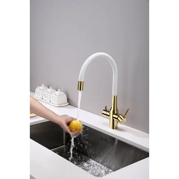 Смеситель для кухни Paulmark Salix Sa213419-Gw под фильтр с гибким изливом золото, изображение 6