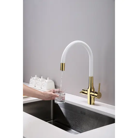 Смеситель для кухни Paulmark Salix Sa213419-Gw под фильтр с гибким изливом золото, изображение 7