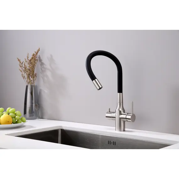 Смеситель для кухни Paulmark Salix Sa213419-NI под фильтр с гибким изливом никель, изображение 3