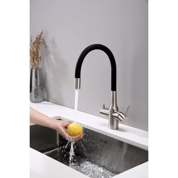 Смеситель для кухни Paulmark Salix Sa213419-NI под фильтр с гибким изливом никель, изображение 8