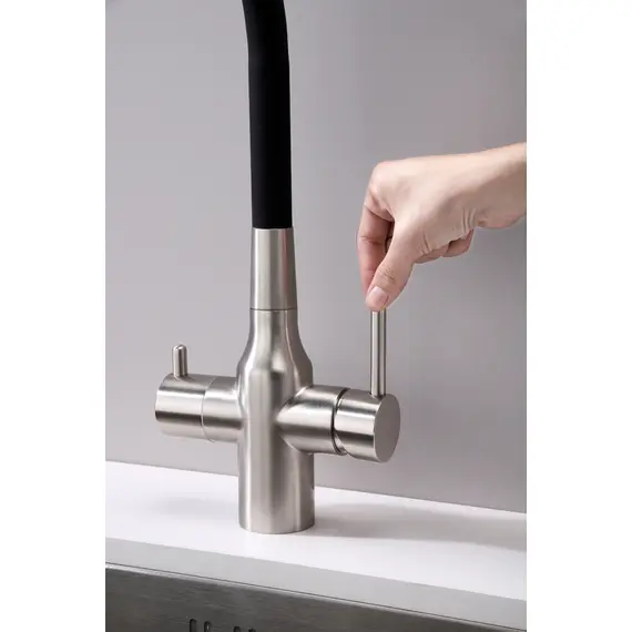 Смеситель для кухни Paulmark Salix Sa213419-NI под фильтр с гибким изливом никель, изображение 9