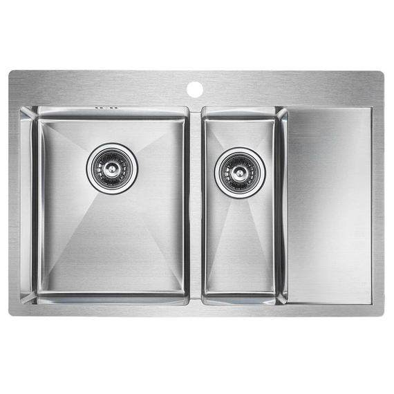 Мойка из нержавейки Paulmark Kroner 78/2SF PM227851-BSL сталь 78 х 51 см