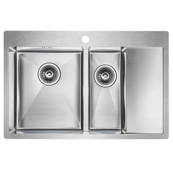 Мойка из нержавейки Paulmark Kroner 78/2SF PM227851-BSL сталь 78 х 51 см