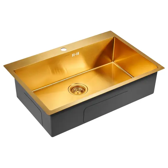 Мойка из нержавейки Paulmark Kroner 75 PM217551-BG брашированное золото 75 х 51 см, изображение 2
