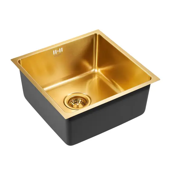 Мойка из нержавейки Paulmark Lassan PM304444-BG брашированное золото 44 х 44 см, изображение 2