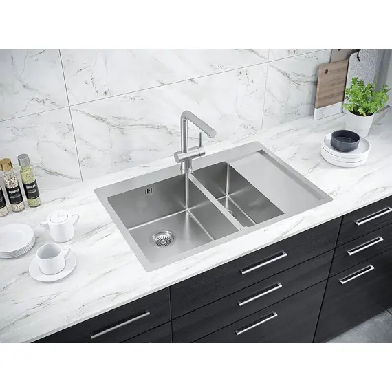 Мойка из нержавейки Paulmark Kroner 78/2SF PM227851-BSL сталь 78 х 51 см, изображение 3