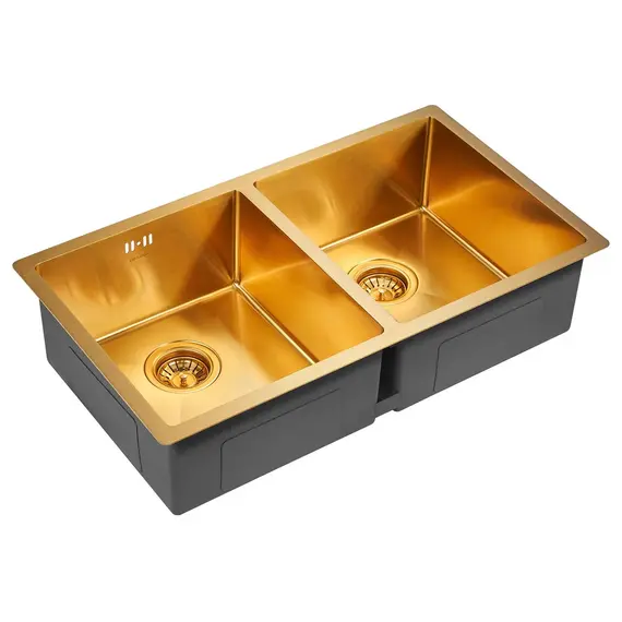 Мойка из нержавейки Paulmark Gerberg 78/2 Uni PM237844-BG брашированное золото 78 х 44 см, изображение 2