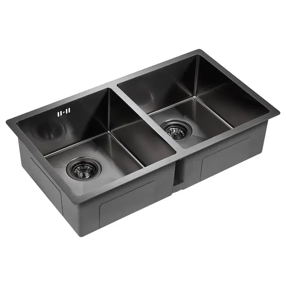 Мойка из нержавейки Paulmark Gerberg 78/2 Uni PM237844-GM вороненая сталь 78 х 44 см, изображение 2