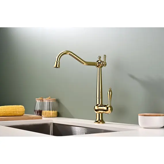 Смеситель для кухни Paulmark Retro Re213226-G под фильтр ретро золотой, изображение 2